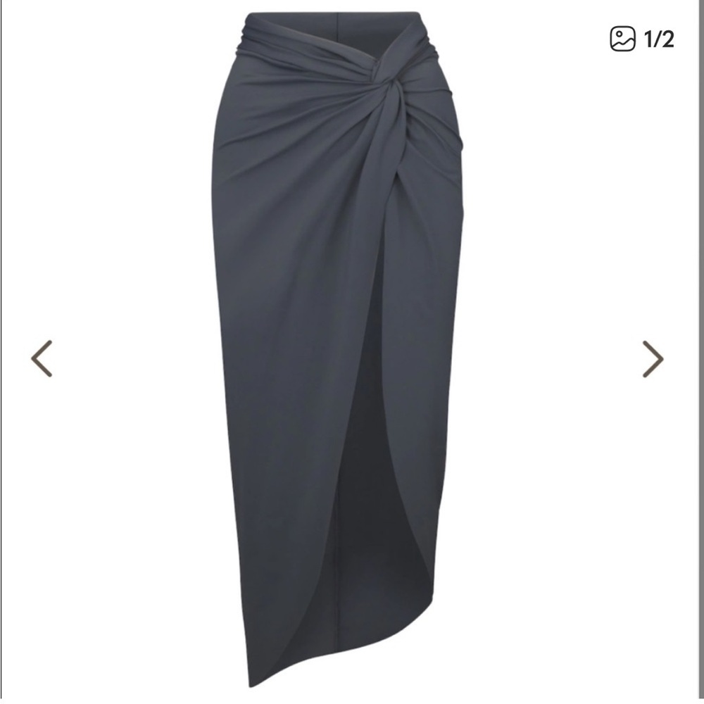 SKIMS SWIM SARONG SKIRT GUNMETAL NWT MED